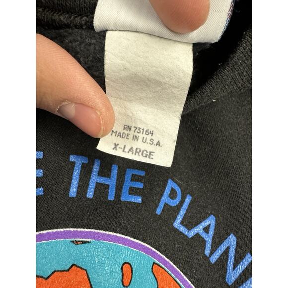 Vintage 80s Faded Hard Rock Cafe Orlando Sweater Save The Planet Black USA Sz XL - Picture 4 of 9